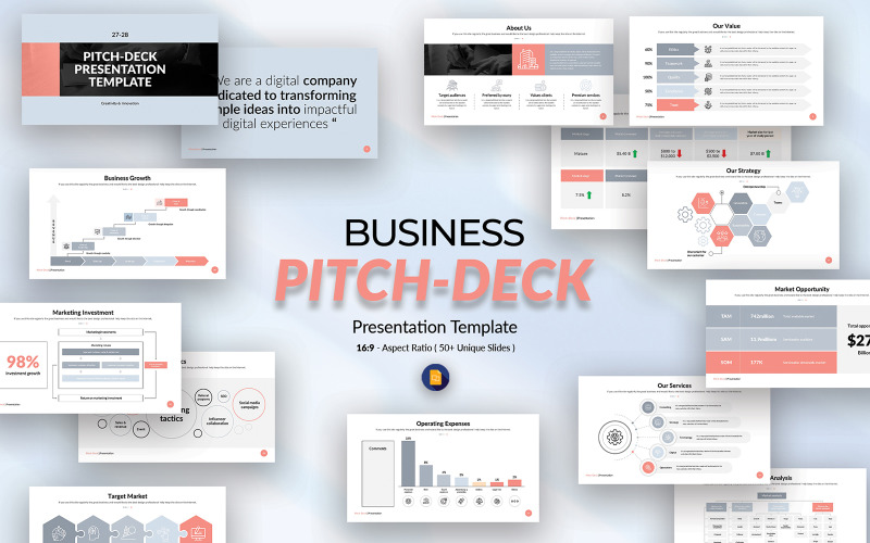 Modello di presentazione minimale per pitch deck