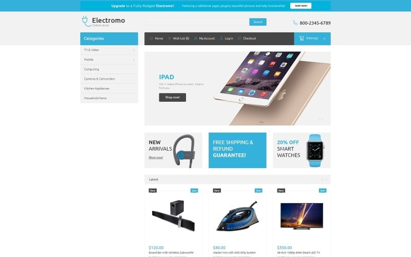 Electromo - Modello OpenCart per eCommerce per negozio di elettronica