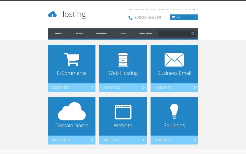 Hosting responsieve OpenCart-sjabloon