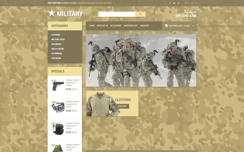 Modello OpenCart stella militare