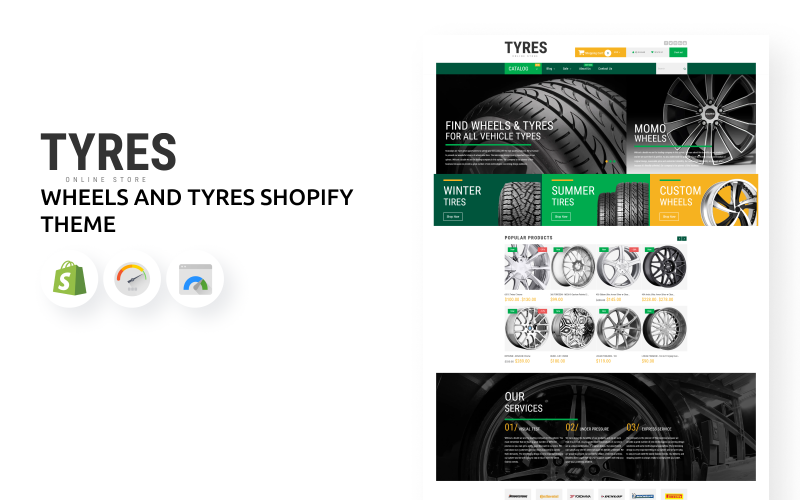 Wheels and Tyres e-handel Shopify-tema