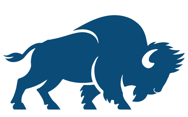 Minimalistisk silhuettlogotyp av en stark buffel