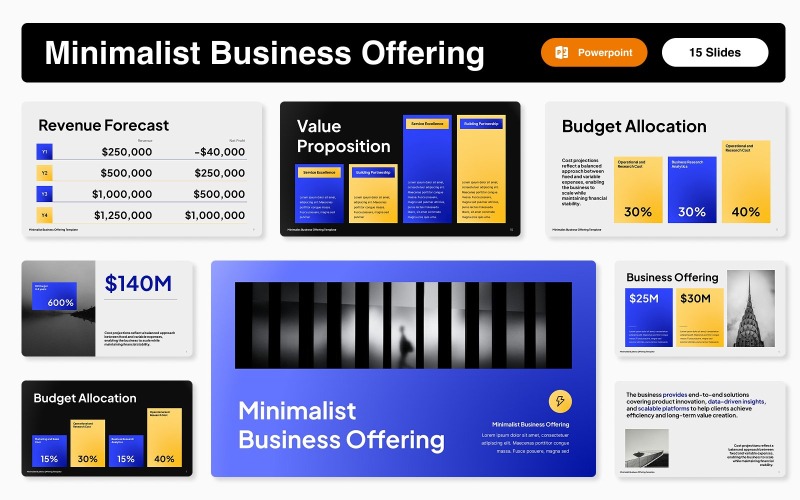 Modèle PowerPoint d'offre commerciale minimaliste