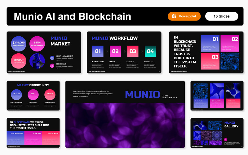 Munio AI en Blockchain Powerpoint-sjabloon