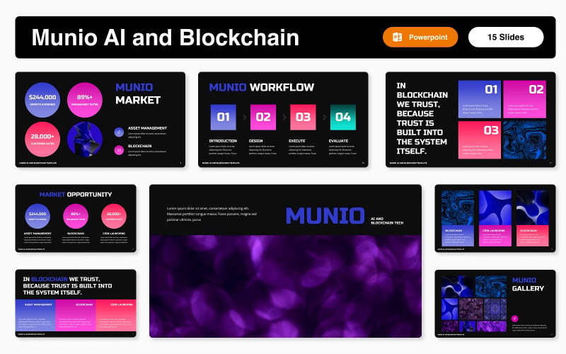 Munio AI 和区块链 Powerpoint 模板