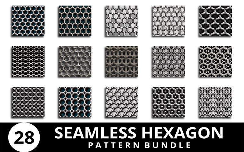 Seamless Hexagon Pattern Bundle with Geometric Honeycomb Textures for ...