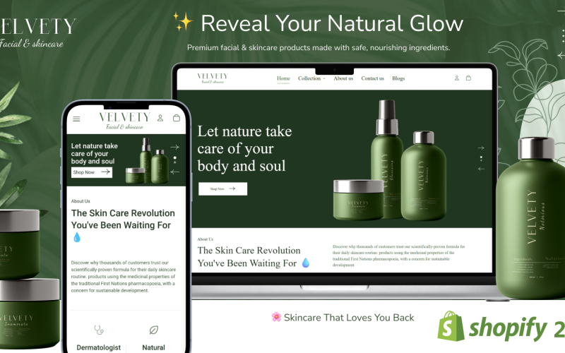 Velvety – Shopify 2.0-Theme für Bio-Hautpflege und Schönheit