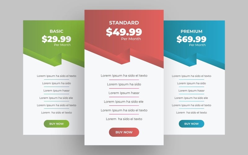 Pricing Table UI Elements Design Ver-8