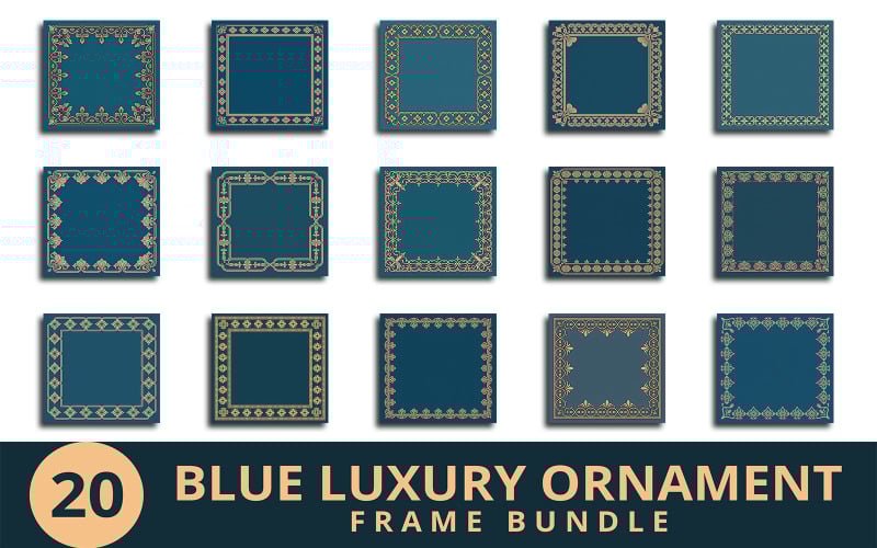 Blue Luxury Ornament Frame Bundle with Elegant Borders