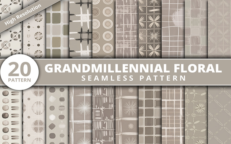 Grandmillennial Floral Seamless Pattern Bundle with Vintage, Retro, and Modern Decorative Designs