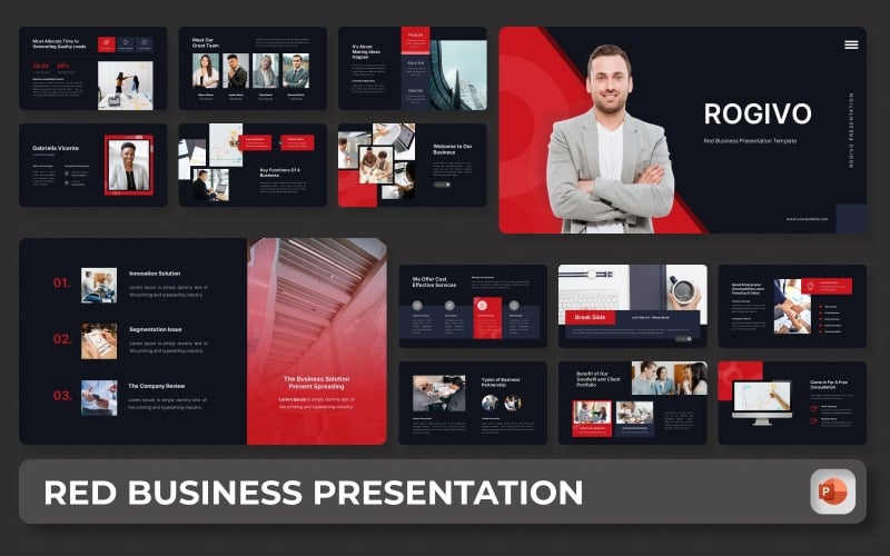 Rogive -  Red Business PowerPoint Presentation Template