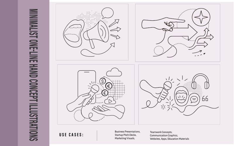 Pack d'illustrations pour podcasts et discours publics, style collage, communication et marketing vectoriel