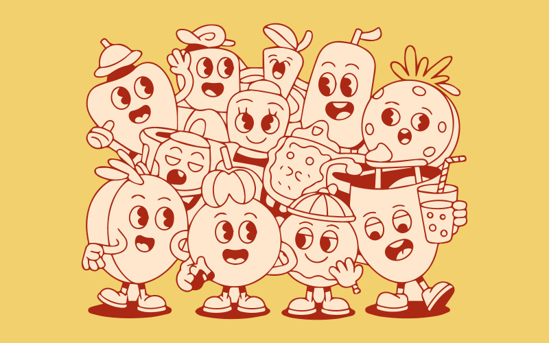 Cute Fruit Friends Vector Illustration