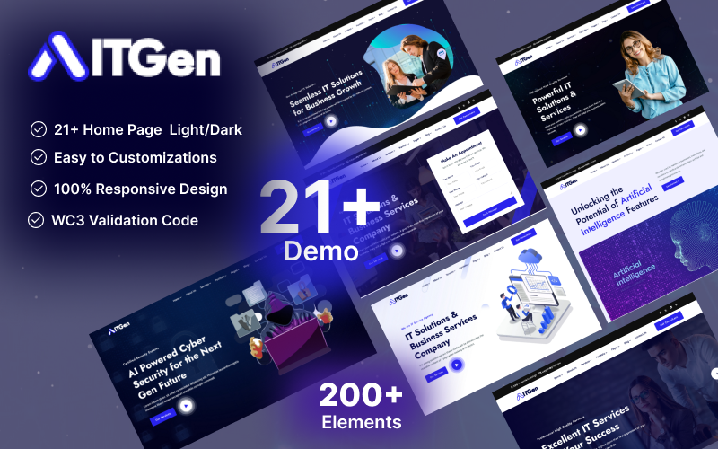ITGen – Víceúčelová HTML5 šablona pro IT řešení a obchodní služby #bundle
