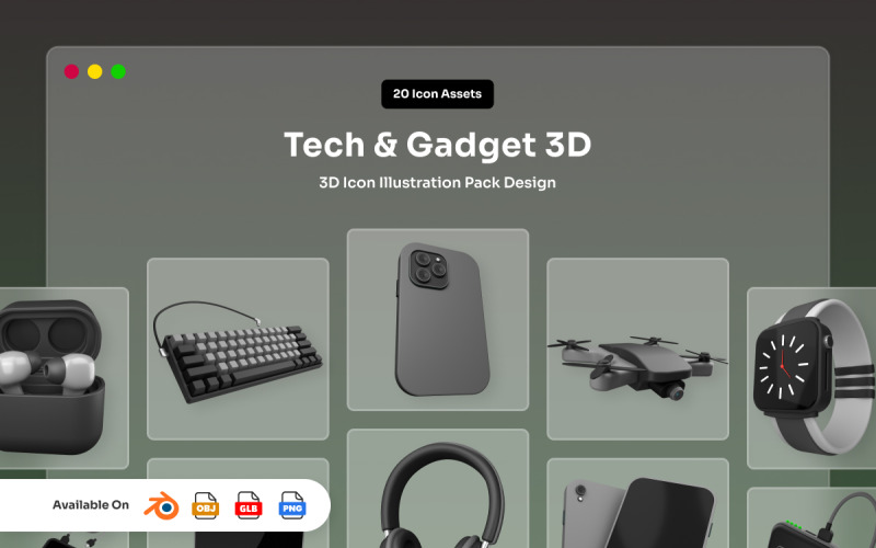 Paquete de iconos 3D de tecnología y gadgets modernos