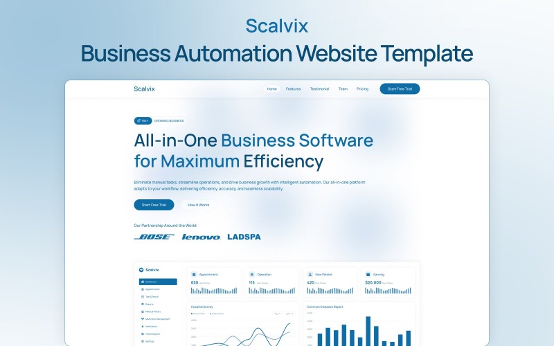 Scalvix - Elementor-sjabloon voor bedrijfsautomatisering