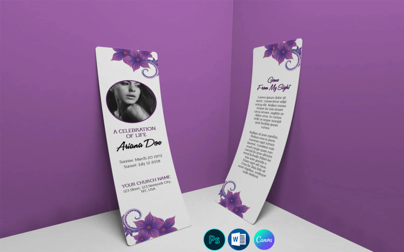 Funeral Bookmark Template