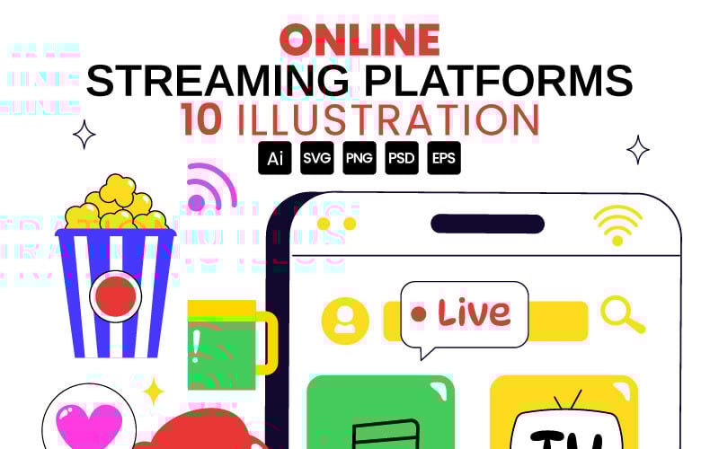 10 Online Streaming Platforms Illustration