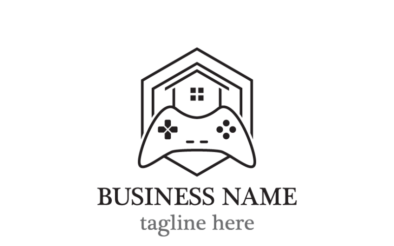 Modèle de logo de jeu de maison, style de contour