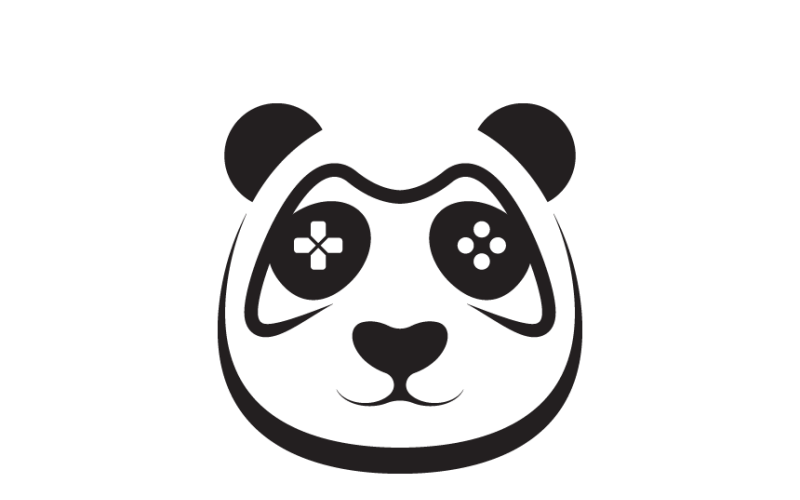 Modèle de logo de panda avec jeu vidéo