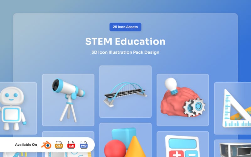 STEM-Bildung 3D-Symbolpaket