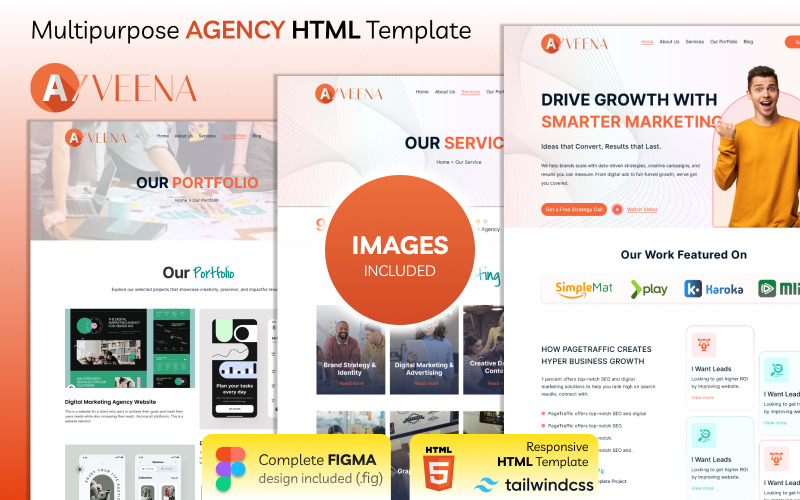 Azveena – Çok Amaçlı Premium Ajans HTML5 Web Sitesi Şablonu (HTML + Figma Tasarım)