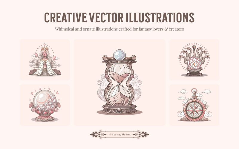 Sada dekorativních fantasy ilustrací
