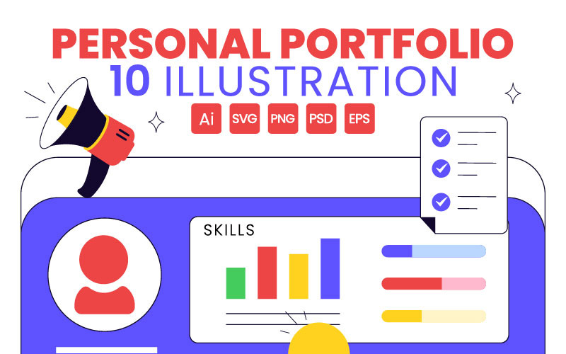 10 Personlig Portfolio Vektor Illustration