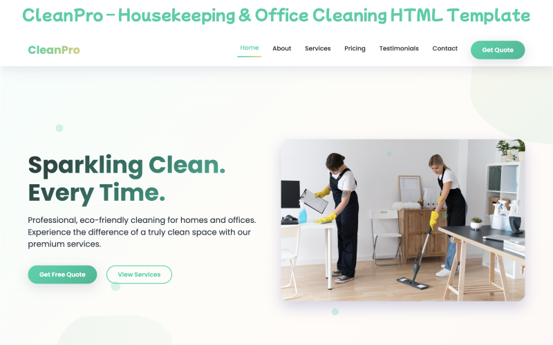 Cleanpro – HTML-шаблон для прибирання та обслуговування офісів, як у майстра на всі руки