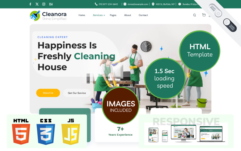 Clenora – HTML-sjabloon voor professionele schoonmaakdiensten