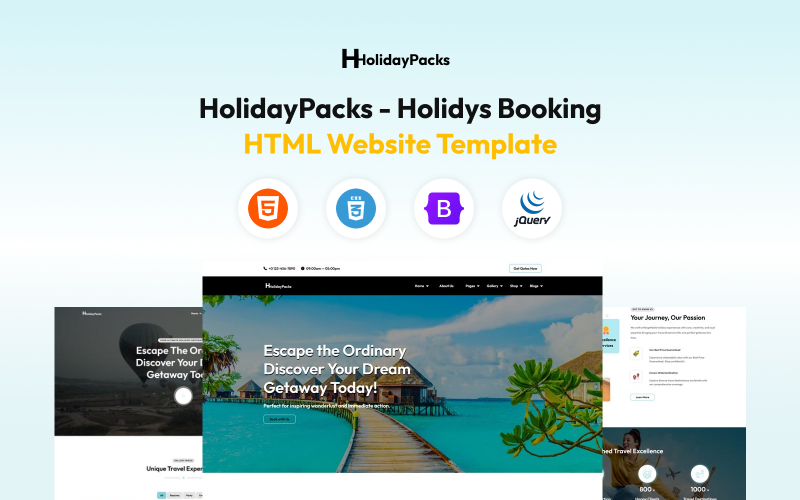 HolidayPacks - Modèle de site Web HTML de réservation Holidys