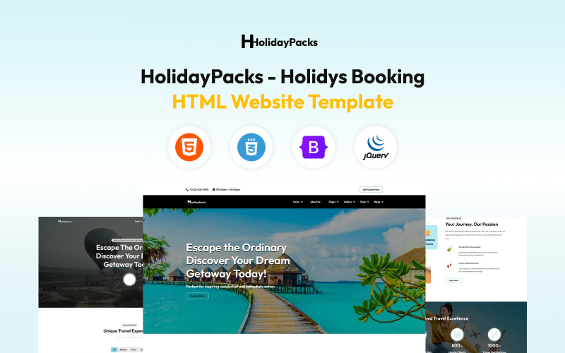Šablona webových stránek HolidayPacks - HTML pro rezervaci dovolené