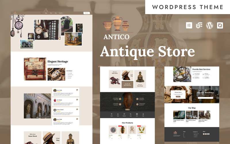 Antico — антикварные предметы коллекционирования и редкости, тема WordPress для Elementor и Woocommerce