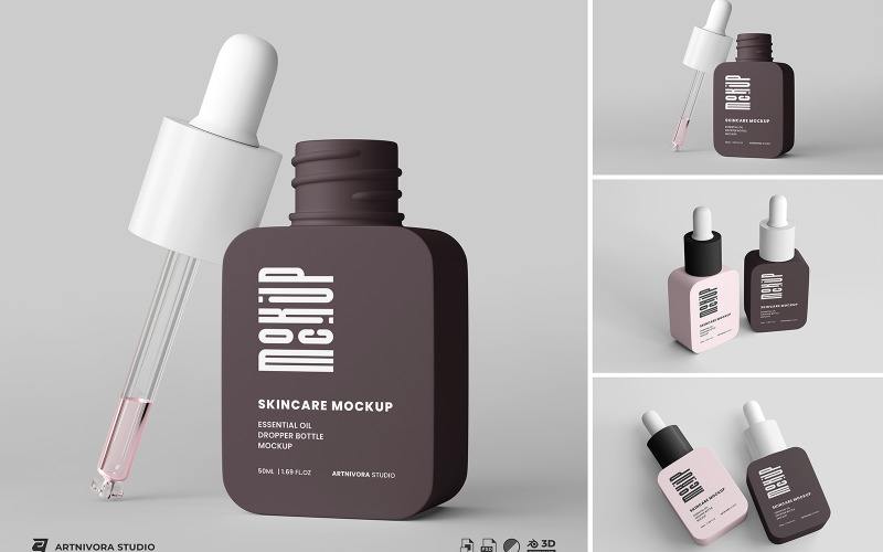 Cosmetic Dropper Bottle Mockup Sets