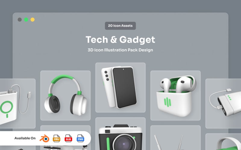Zestaw ikon 3D futurystycznej technologii