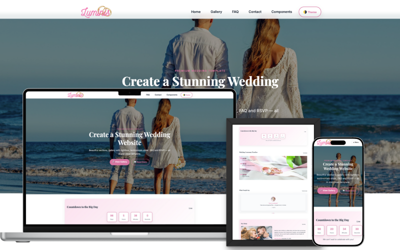 Luminis Wedding – Elegancki szablon HTML na wesele