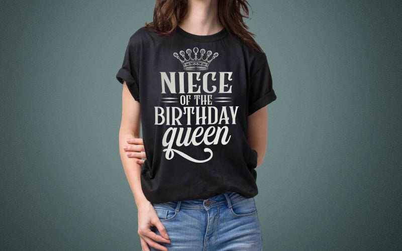 Niece Of The Birthday Queen T Shirt Design Digital Download Birthday Party Graphic