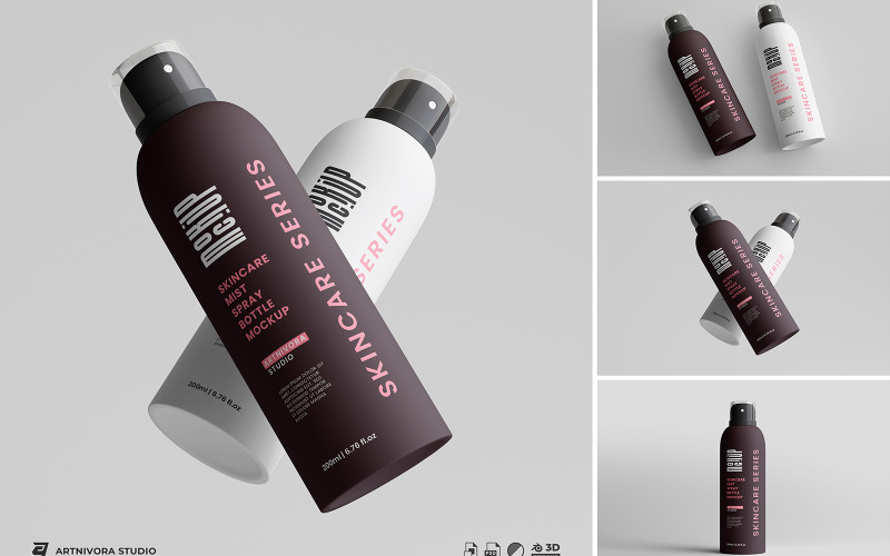 Skincare Mist Spray Bottle Mockup Sets