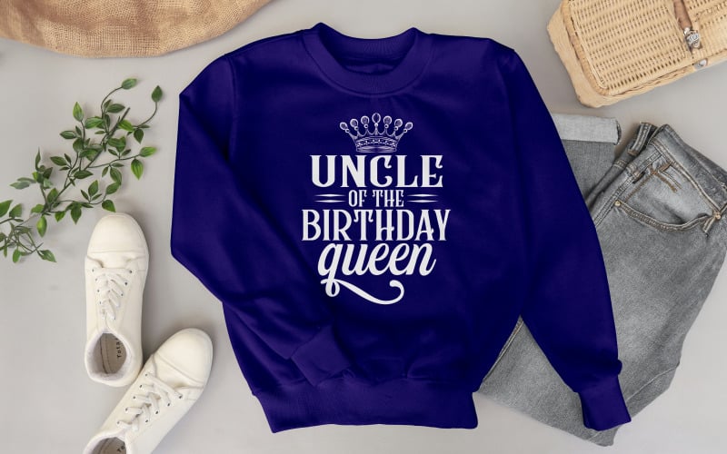Diseño de camiseta para el tío de la reina del cumpleaños, descarga digital, gráfico de fiesta de cumpleaños