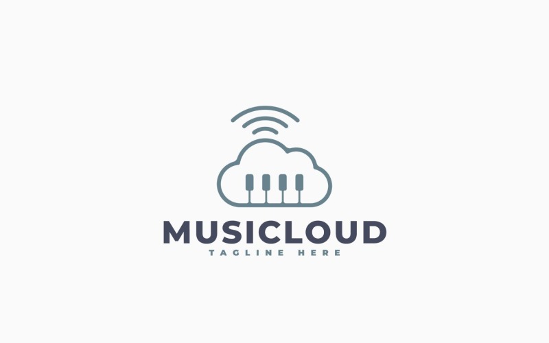 Cloud Piano Logo Template Design