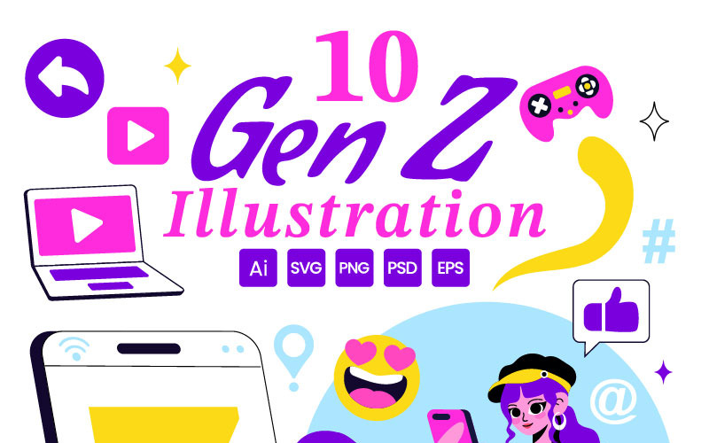 10 Gen Z livsstil vektorillustration