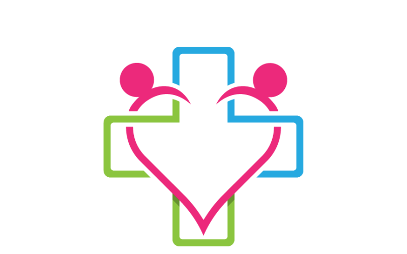 Medical Heart and People Logo Template Outline Style