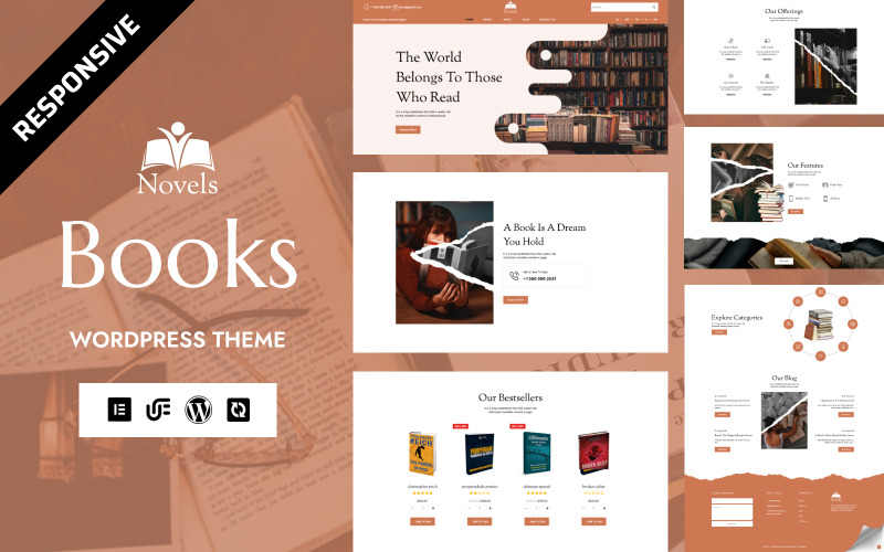 Novelas - Tema WooCommerce de WordPress Elementor para papelería y librería