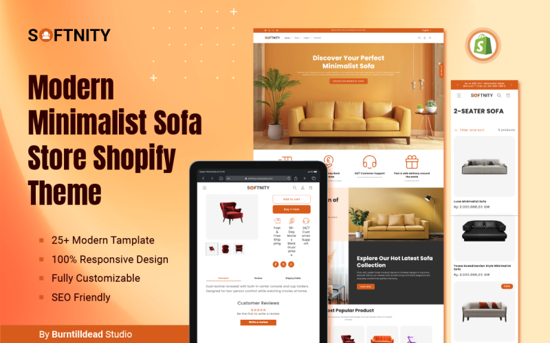 Sofnity — современный минималистичный магазин диванов на Shopify