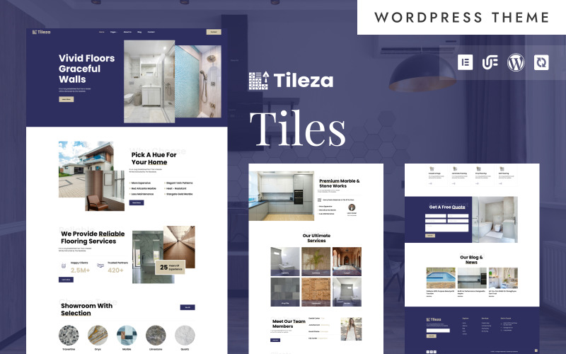 Tileza - WordPress Elementor-tema för marmor, kakel och golv