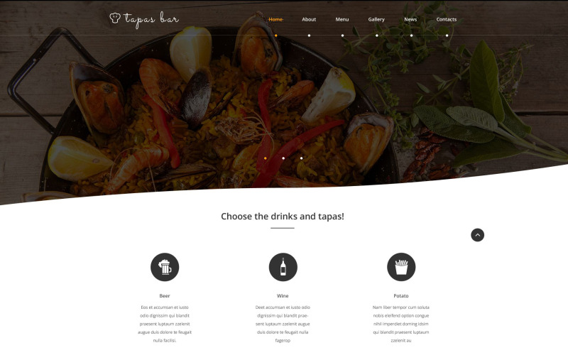 Modèle de site Web de bar à tapas