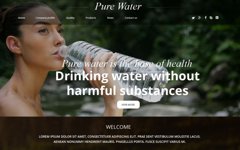 Modèle de site Web sur l'eau pure