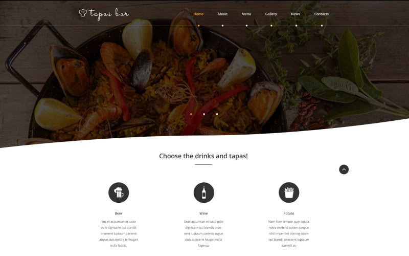 Modello di sito Web di Tapas Bar