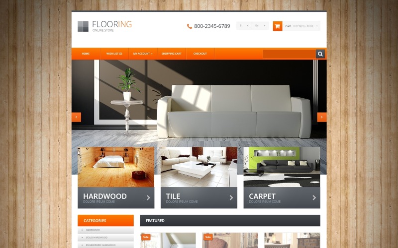 Modello OpenCart reattivo per pavimenti