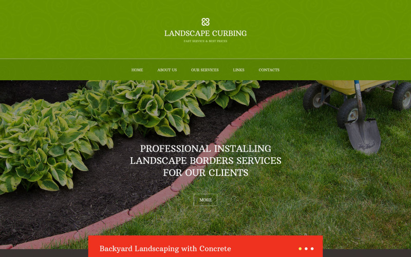 Plantilla de sitio web adaptable de diseño de paisaje